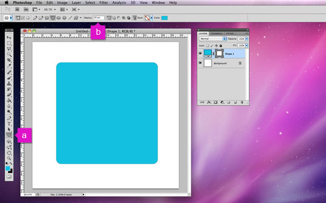 Draw a rounded rectangle in Photoshopo