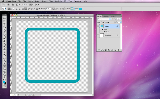 Creating a hollow box with rounded corners for web backgrounds using Photoshop CS5