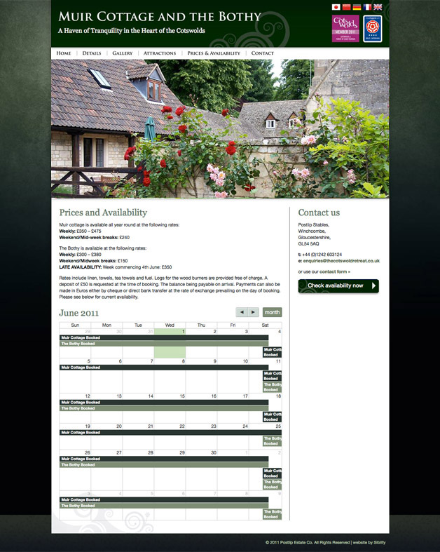 Muir Cottage - Diary page