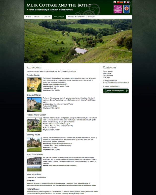 Muir Cottage - Attractions page