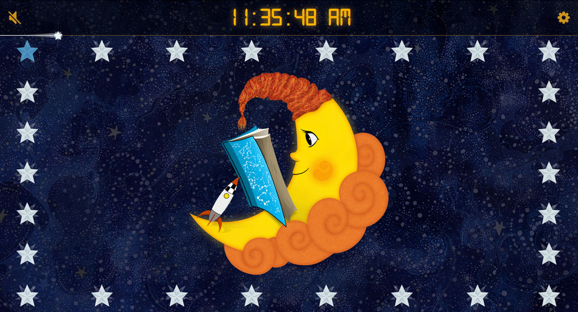 Reading time settings and the Moon reading a book