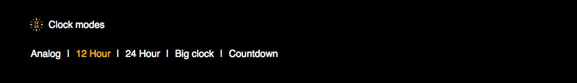 Select a digital, analogue, large-digit or countdown clock