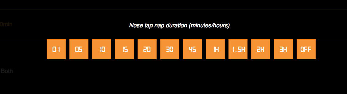 Set the delay for a nose-tap sunrise