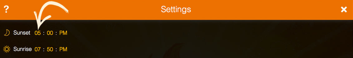 Set continuous sunrise and sunset times